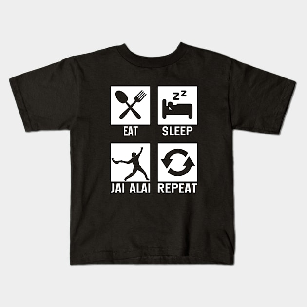 Eat Sleep Jai Alai Repeat Jai Alai Pelota Basque Jai Alai Kids T-Shirt by WildFoxFarmCo